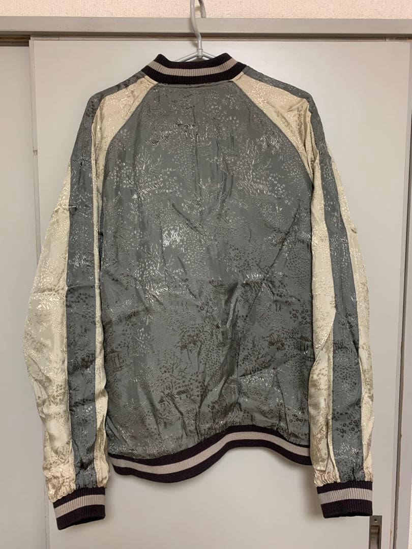 花旅楽団スカジャン　リバーシブルスカジャン　和柄　スクリプト鶏と紫陽花