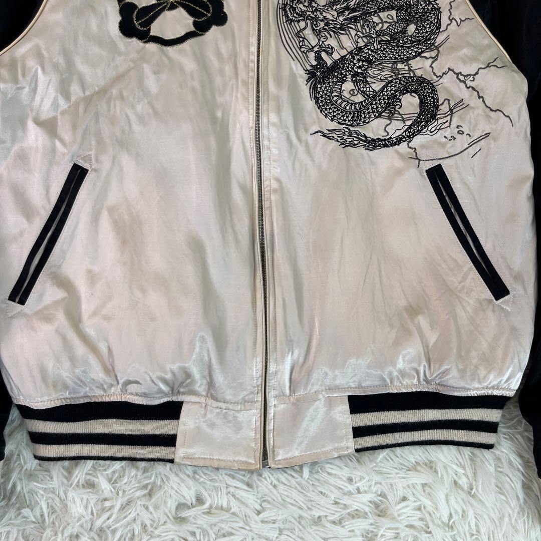 絡繰魂 スカジャン リバーシブル 龍 雷神 刺繍