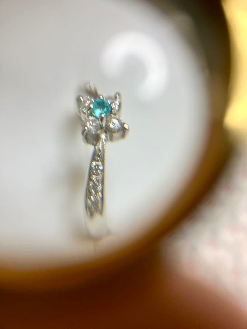 Y*U様 pt900＊パライバトルマリン＆ダイヤのフラワーデザインリングてす