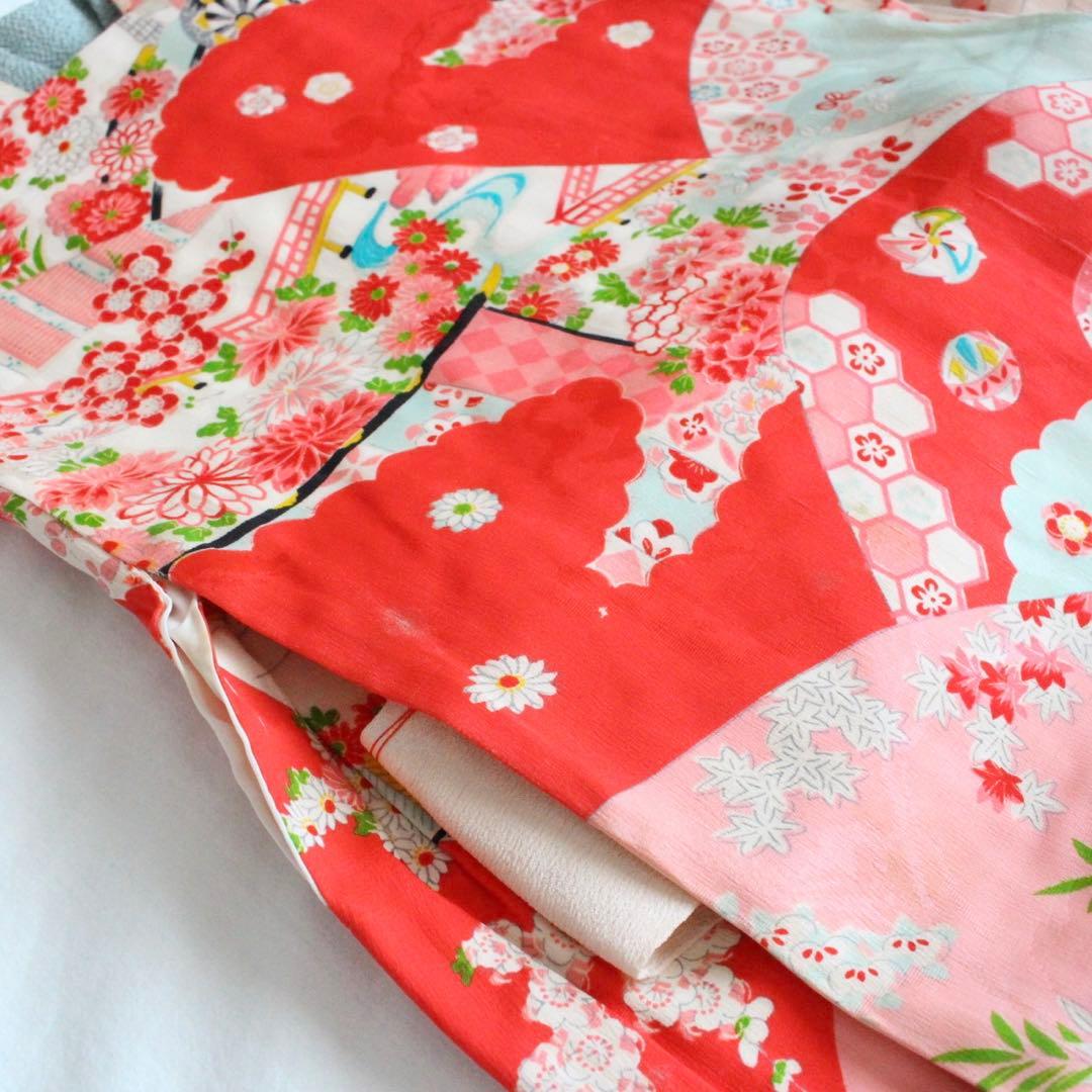 七五三 3歳 女の子 子ども アンティーク 正絹 着物 被布 セット