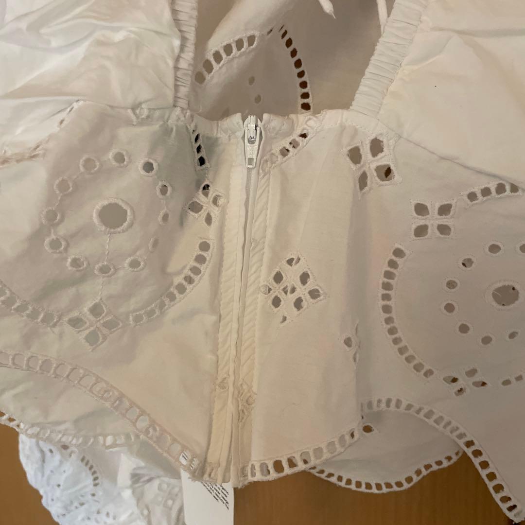 【新品タグ付き】GANNI／ガニー　イギリス刺繍ブラウス　34 白 ※送料込み
