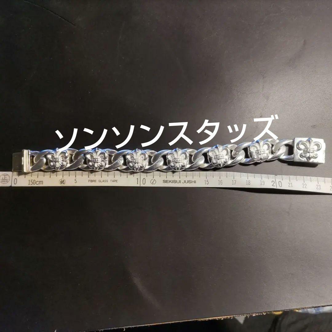 百合紋章シルバーチェーンブレスレットS925刻印あり