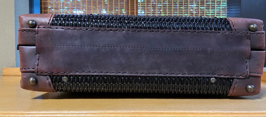 専用　漆塗り柳行李アタッシュケース編み込みビジネスバッグ 黒茶