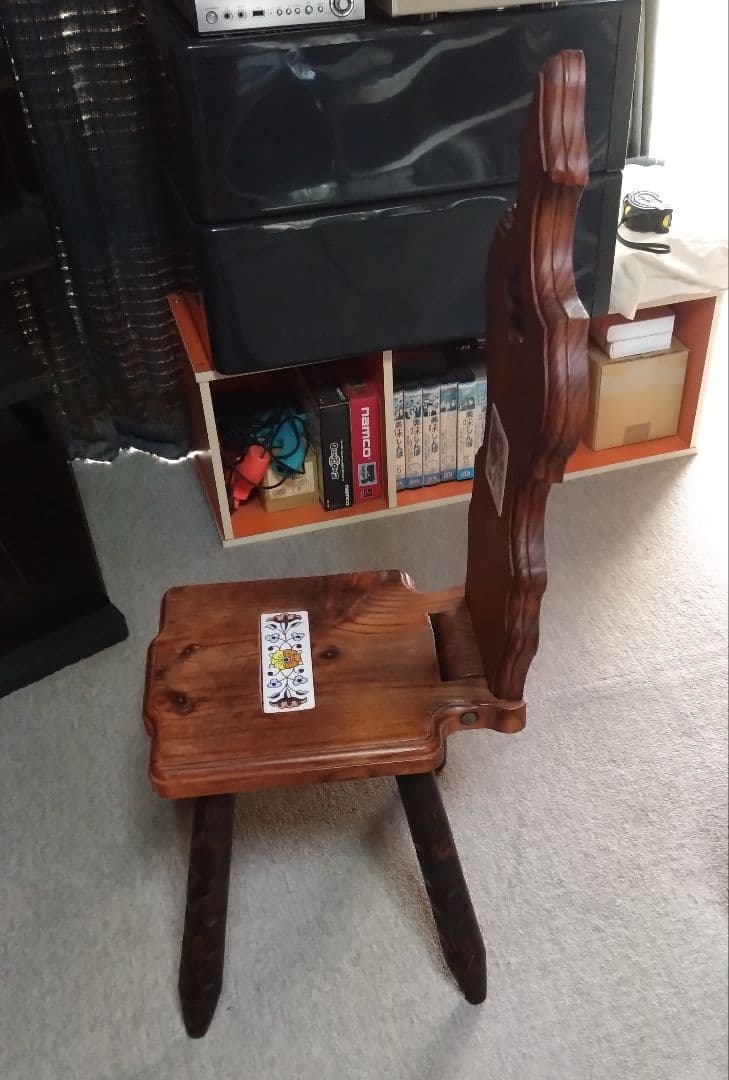 スペイン製　木製イス　折り畳み椅子　アンティーク　レトロ