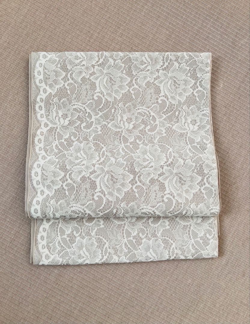 TSUBAKIAN ツバキ庵　兵児帯　ゴシックレース　スカラップ　グレージュ