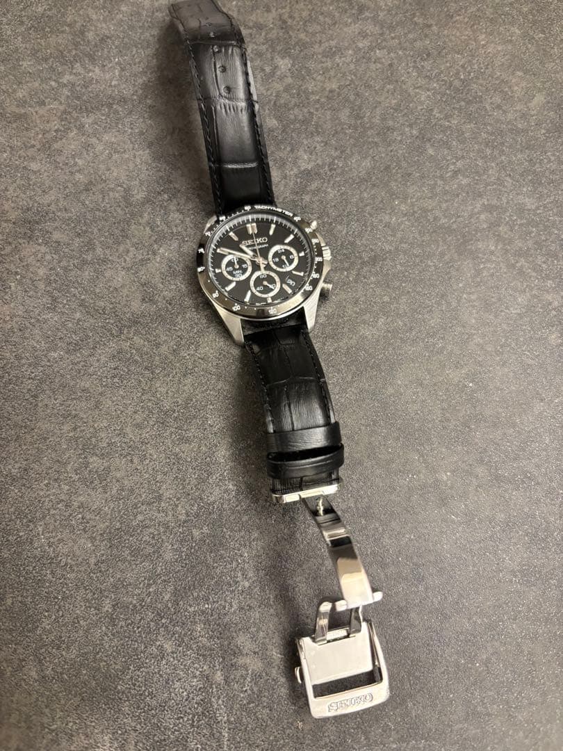 専用　SEIKO クロノグラフ ブラックレザー