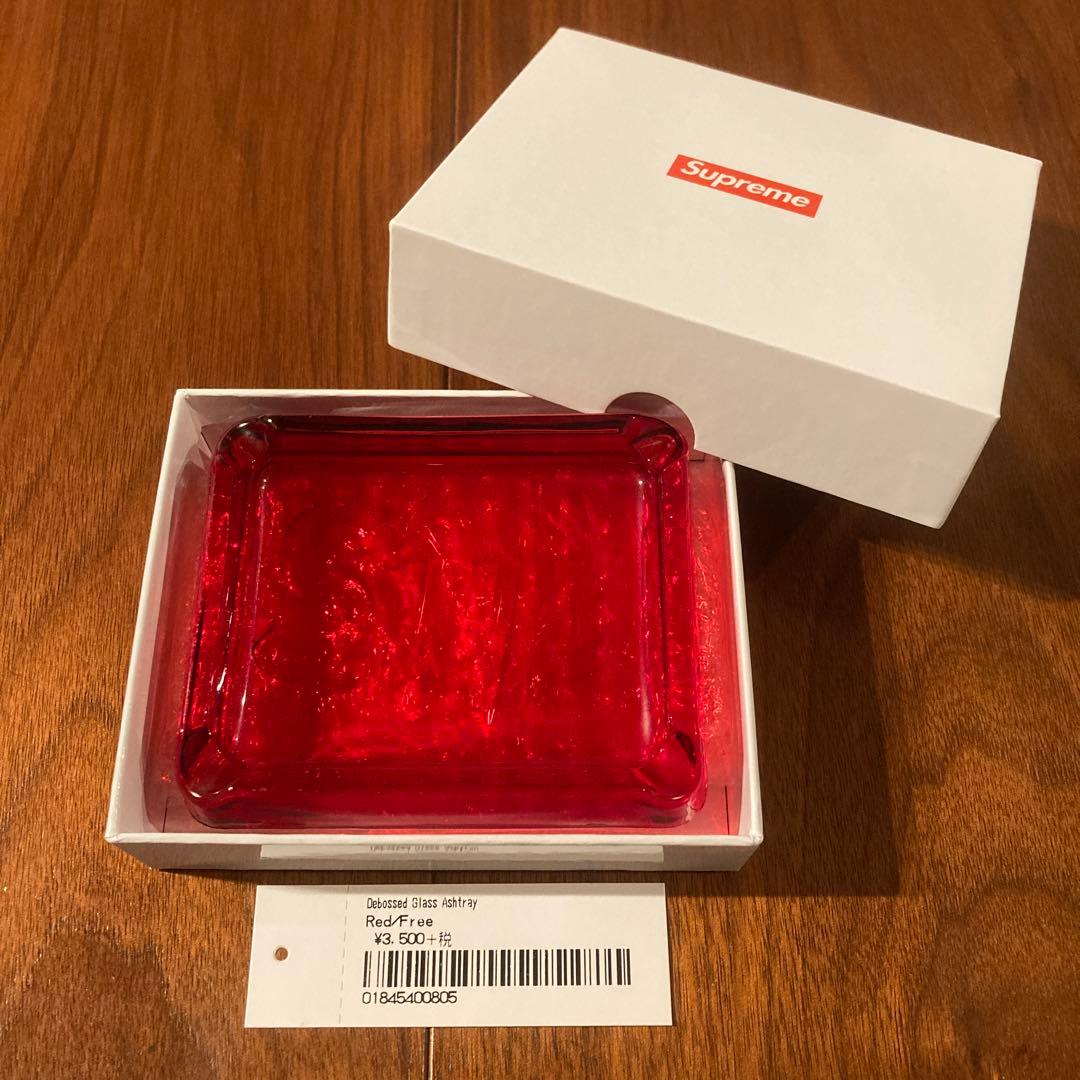Supreme debossed glass ashtray 赤