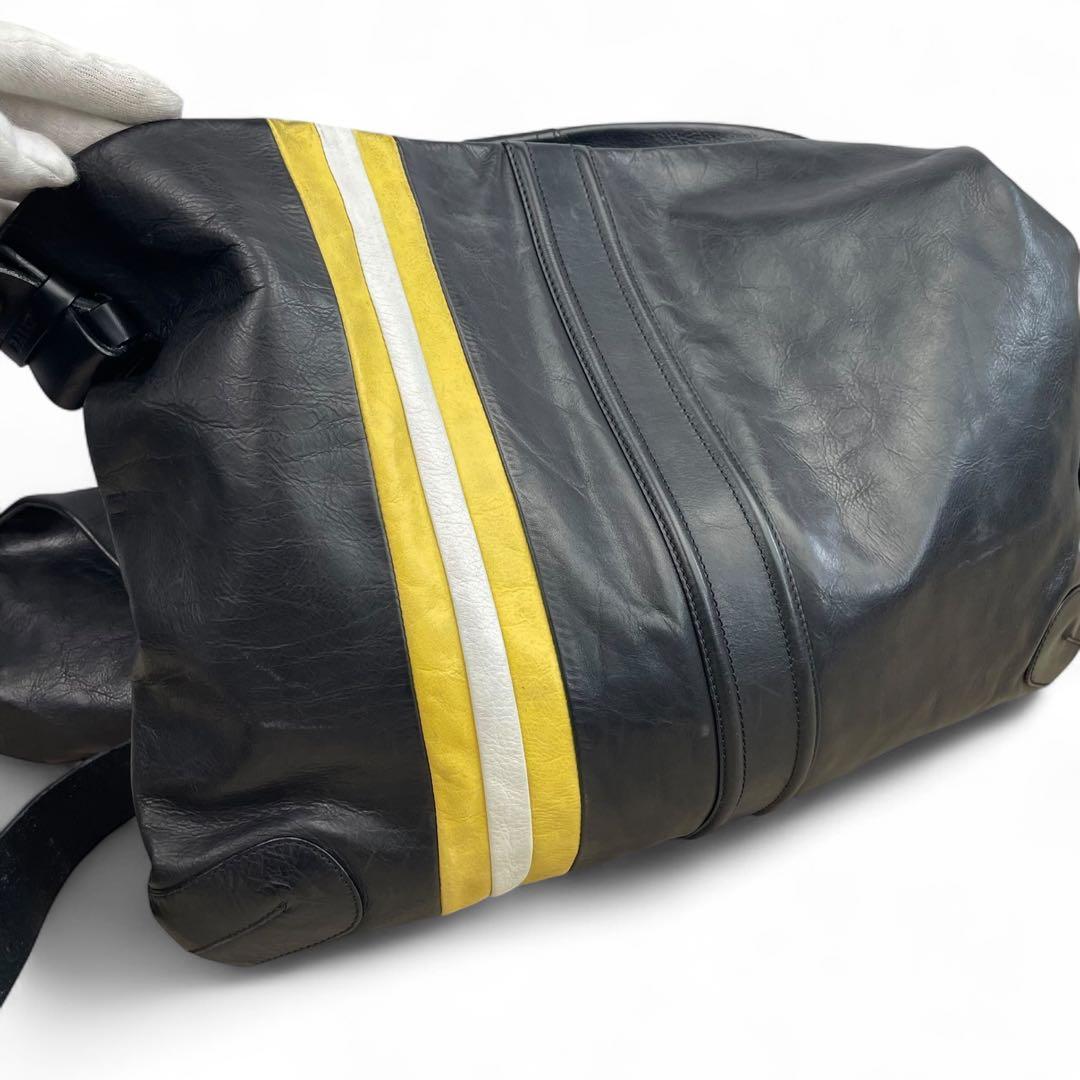 BALLY ショルダーバッグ　メッセンジャーバッグ　ストライプ　レザー　ブラウン