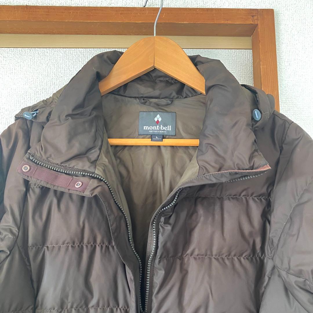 モンベル　トラベルダウンロングコート　袋付　ブラウン　L