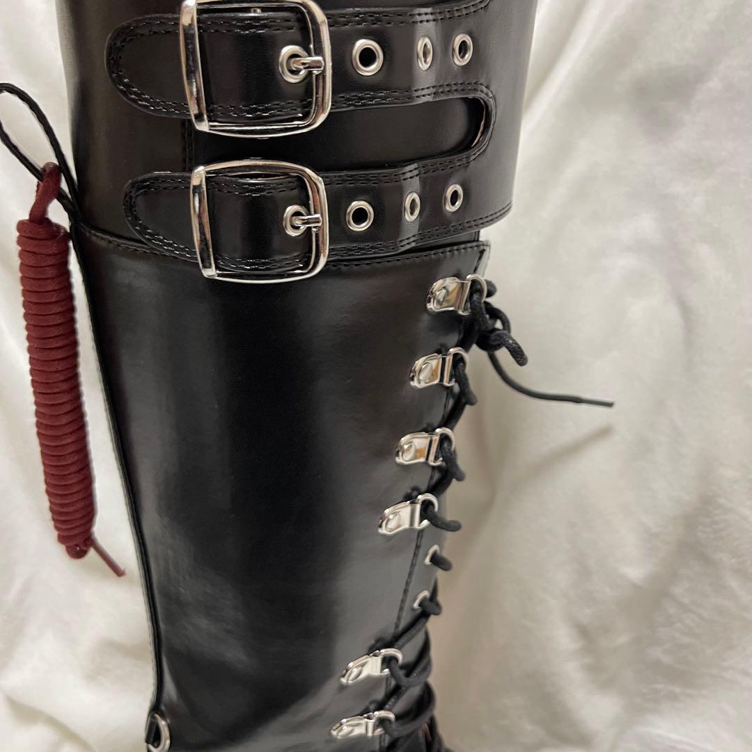 限定品 YOSUKE ヨースケ 厚底 地雷 レースアップ ロングブーツ ベルト