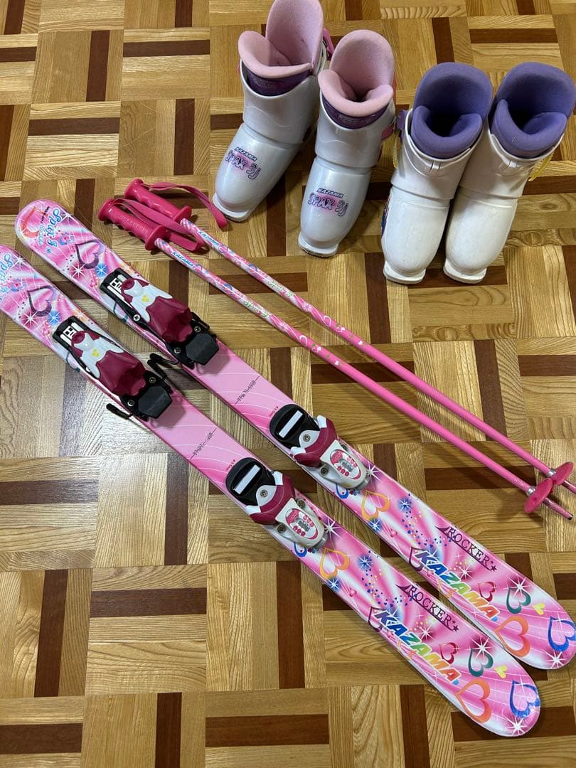 KAZAMA 子供用スキーセット　96cm ブーツ2足付