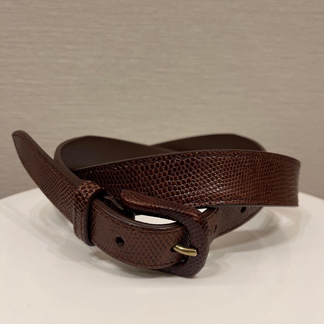 Anderson's リアルリザードレザー ラップバックル ベルト