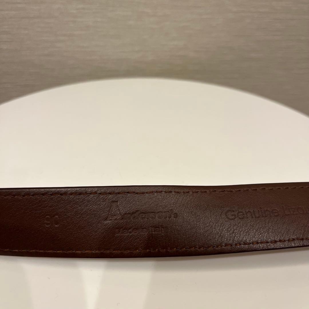 Anderson's リアルリザードレザー ラップバックル ベルト