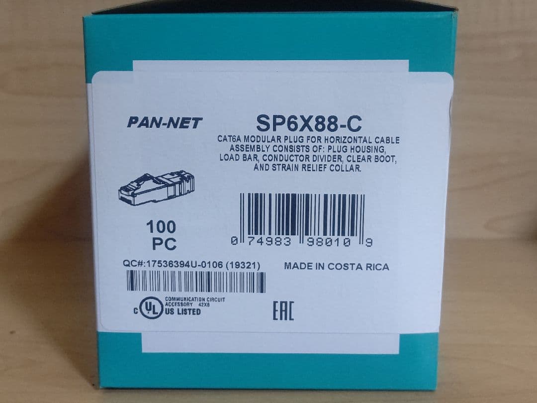 パンドウイット LANコネクタ Cat6A 100個入 SP6X88-C 2箱