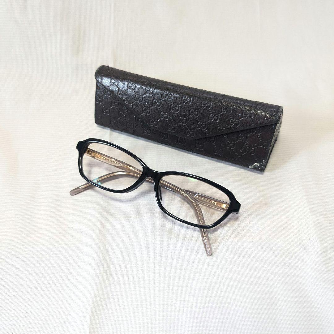 【GUCCI】イタリア製GGロゴ・スクエアタイプサングラス　黒縁メガネ