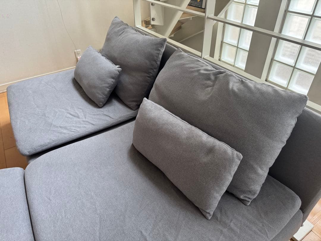 IKEA ソーデルハムン 2人掛け＋シェーズロング ソファ（グレー）