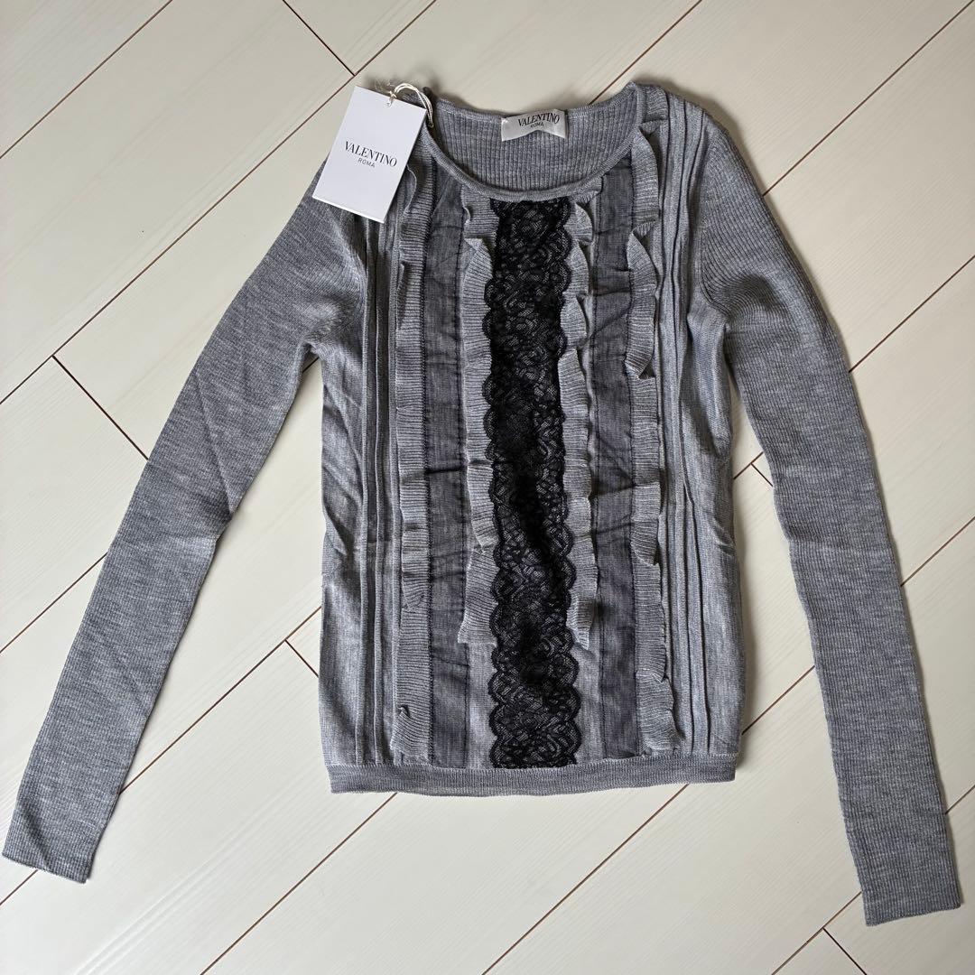 【未使用】VALENTINO 薄手チュールニット グレー M（40）