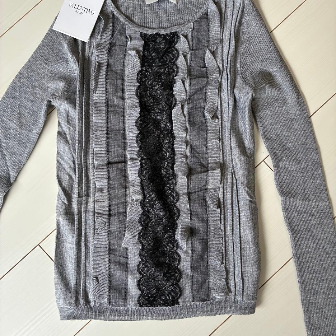 【未使用】VALENTINO 薄手チュールニット グレー M（40）