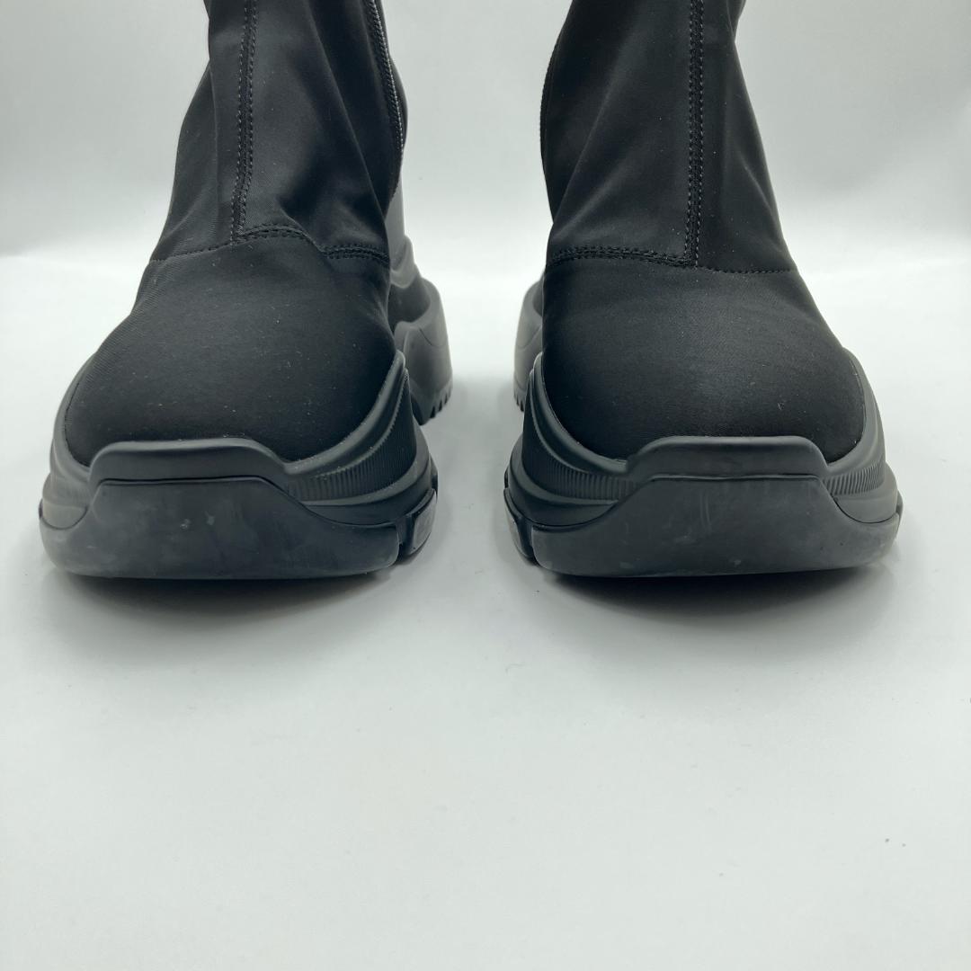 【美品】YELLO　ダブルスニーカーロングブーツ ストレッチ 厚底 ブラック L