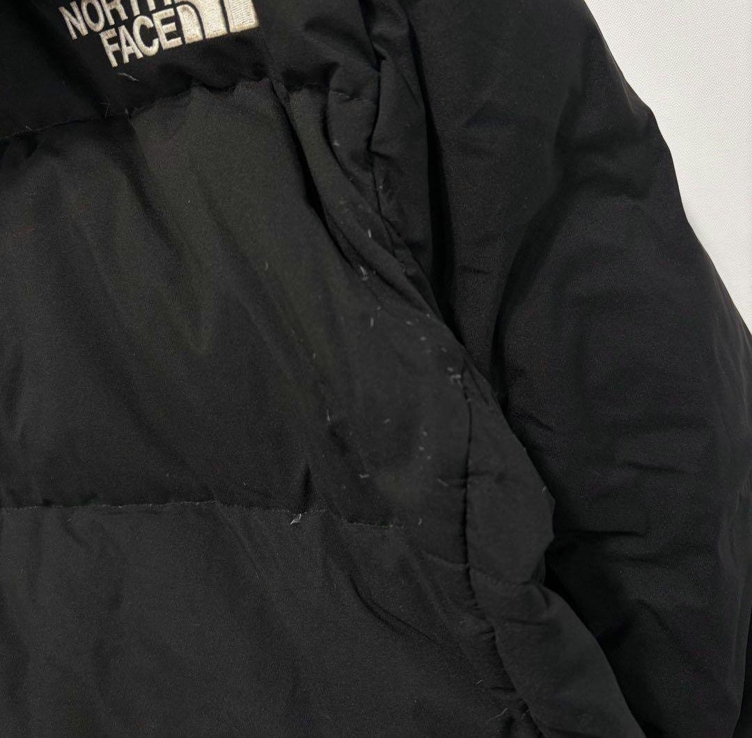 値下げノースフェイス ダウンジャケット パーカー 刺繍ロゴ 古着