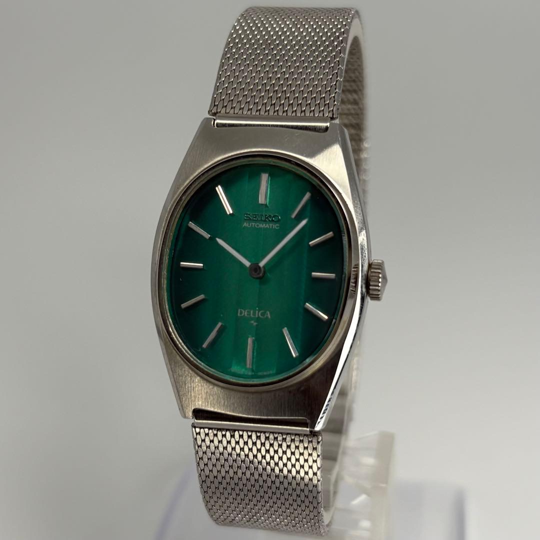 美品 SEIKO セイコー デリカ 1974年製 自動巻腕時計 エメラルド文字盤