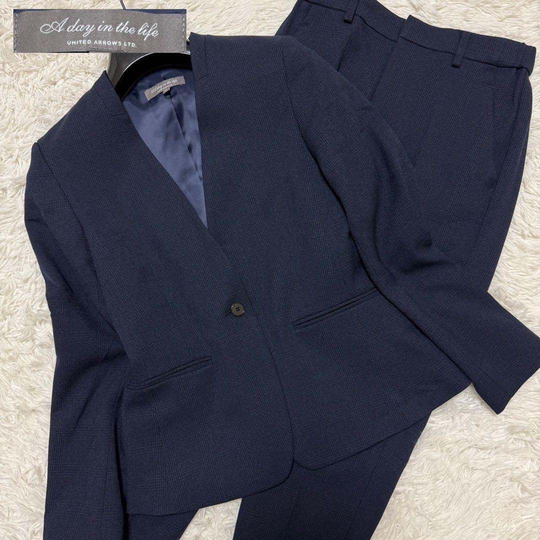 ✨未使用級✨ユナイテッドアローズ パンツスーツ チェック ノーカラー 1ボタン