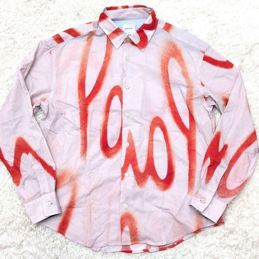 【現行ロゴ 極美品 Lサイズ】ポールスミス　スプレーロゴ　長袖　シャツ　総柄