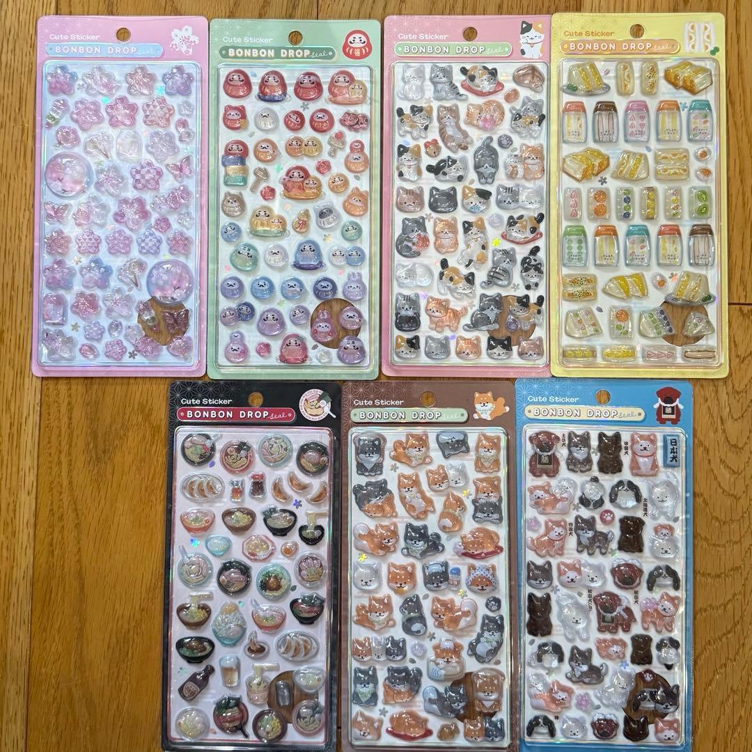 【クーリア正規品】 ボンボンドロップシール　和柄　7種セット