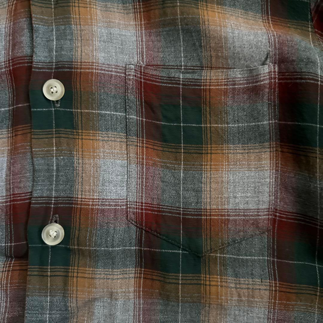 60S オンブレチェック レーヨンシャツ USA製 シャドー オンブレ レーヨン