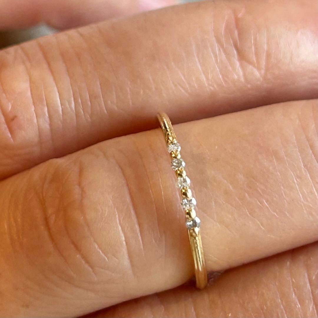 アガット　agete K18 ダイヤモンド　リング　5石　指輪　18金