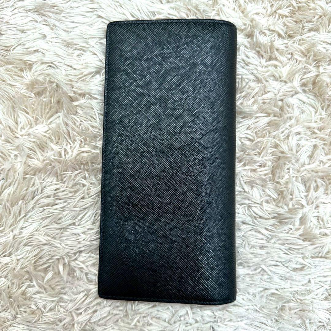 【極美品】プラダ 長財布 二つ折り財布 ブラック ジャガード サフィアーノ