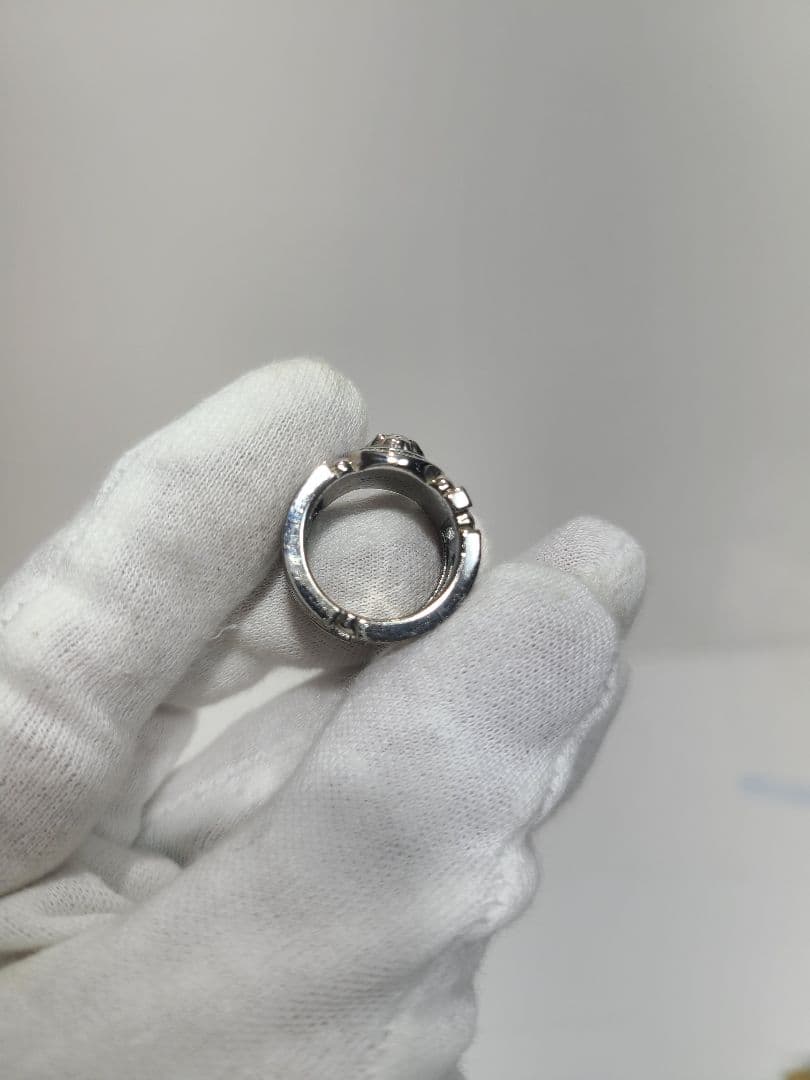 ヴェルサーチ　メデューサリング　ラインストーン　シルバー✕ブルー