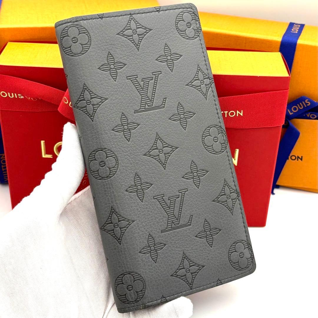 ☆美品☆保存袋付☆ルイヴィトン 長財布 モノグラムシャドウ ポルトフォイユブラザ