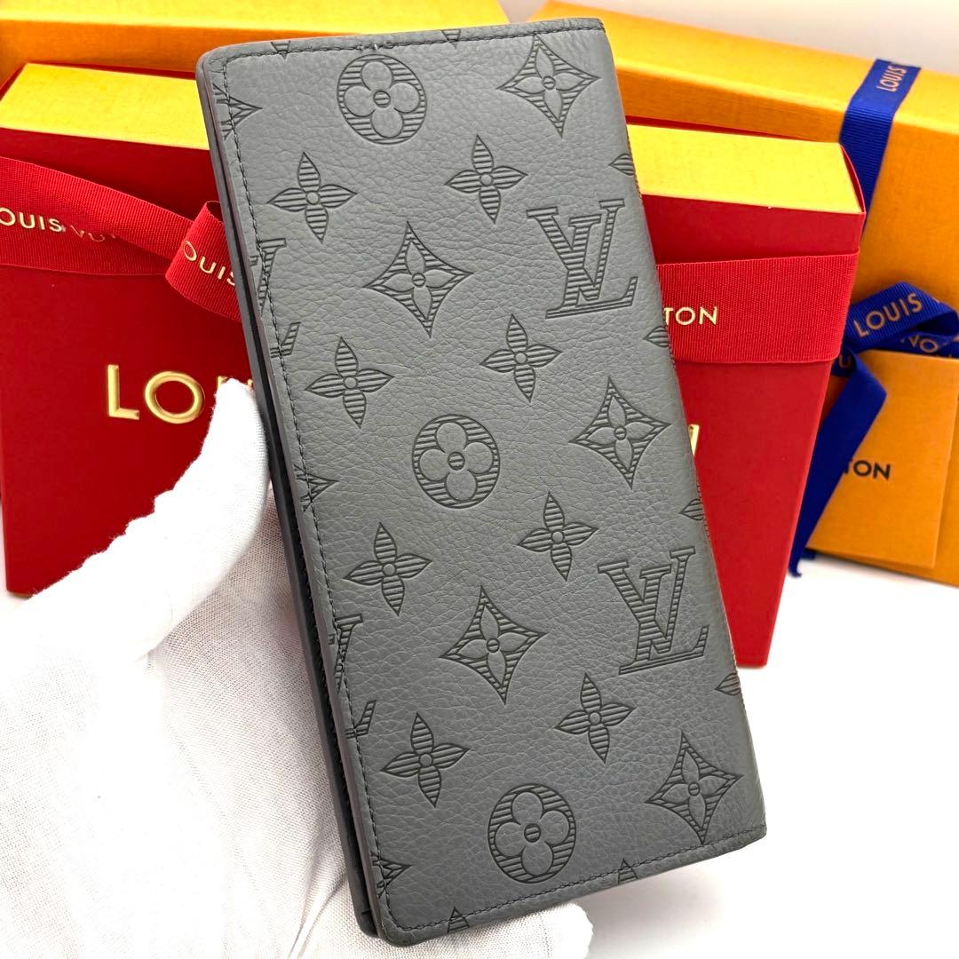 ☆美品☆保存袋付☆ルイヴィトン 長財布 モノグラムシャドウ ポルトフォイユブラザ