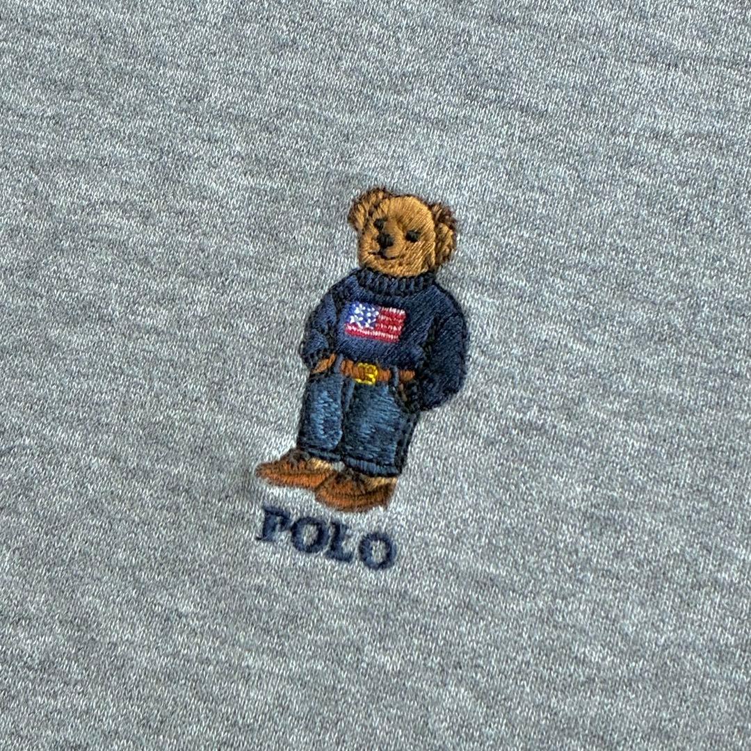 ポロラルフローレン ポロベア刺繍 プルオーバースウェットパーカー グレー M