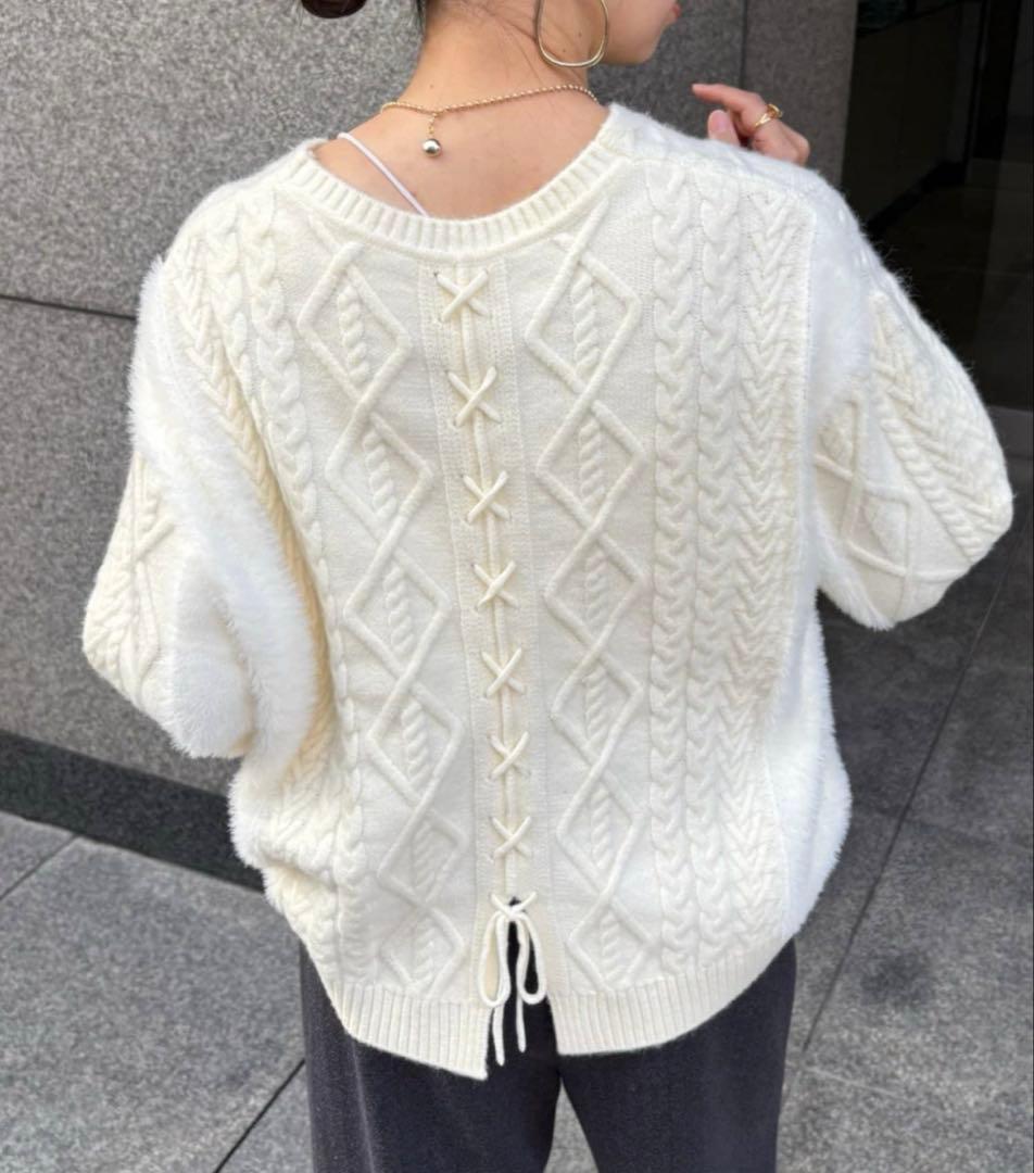 白バックレースアップニット /Jena espace merveilleux