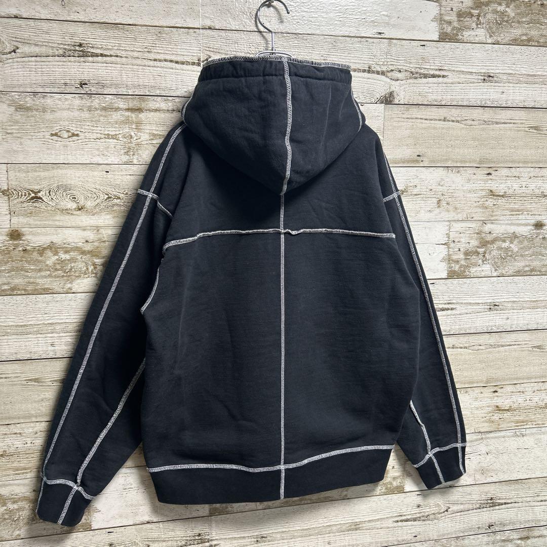 185【人気即完売品】シュプリーム♤刺繍ビッグロゴ　ステッチ　パーカー