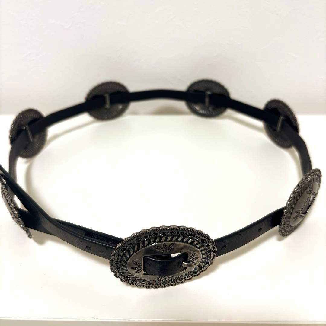 【希少】ローレン ラルフローレン コンチョベルト 黒 バックル レザー スタッズ