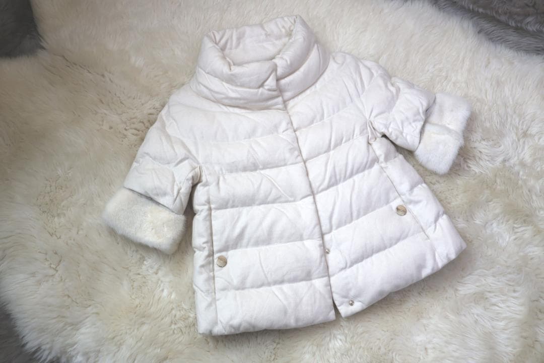 ヘルノ カシミアシルク素材 毛皮カフス ショート丈 ダウン ジャケット コート