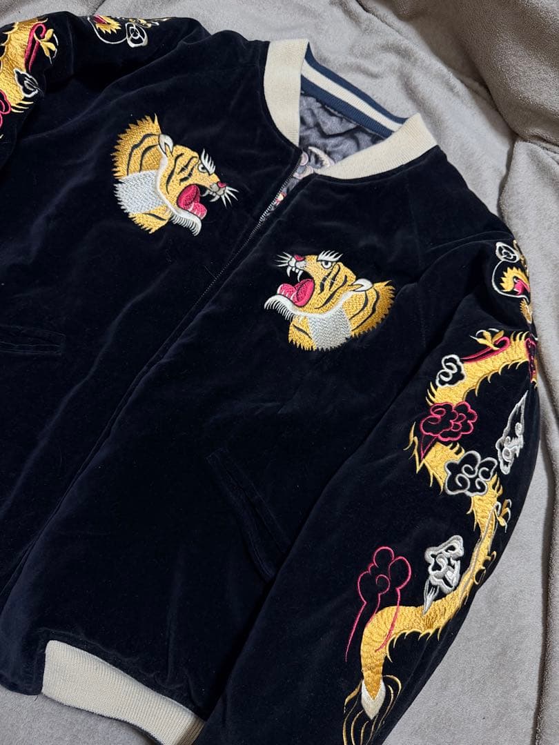 ２面用 BARCEDOS 虎龍 日本限定スカジャン vintage 別珍 サテン