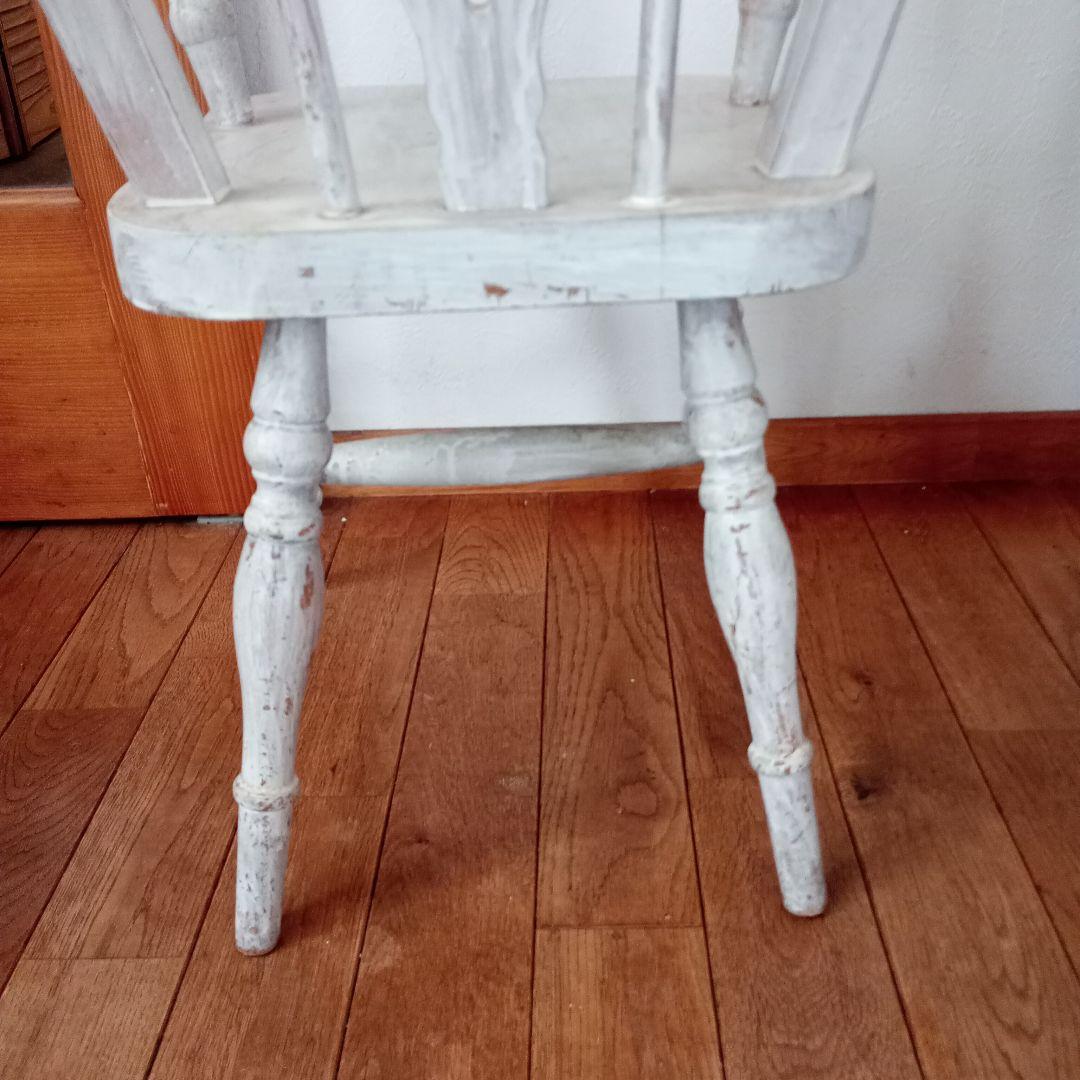 ✨１点物✨アンティーク風ダメージ加工チェア　ホワイト一脚　お値引き不可