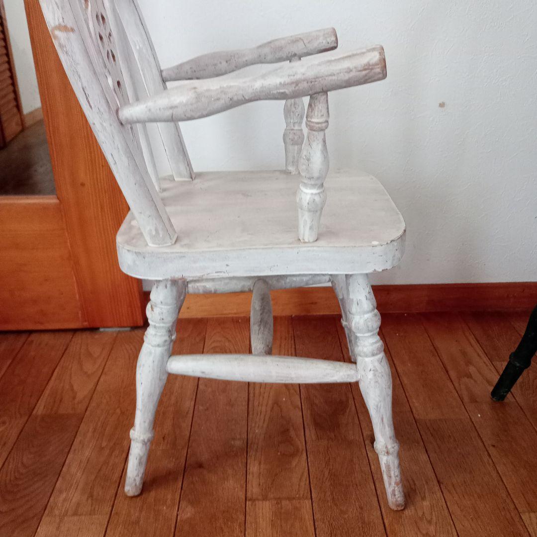 ✨１点物✨アンティーク風ダメージ加工チェア　ホワイト一脚　お値引き不可