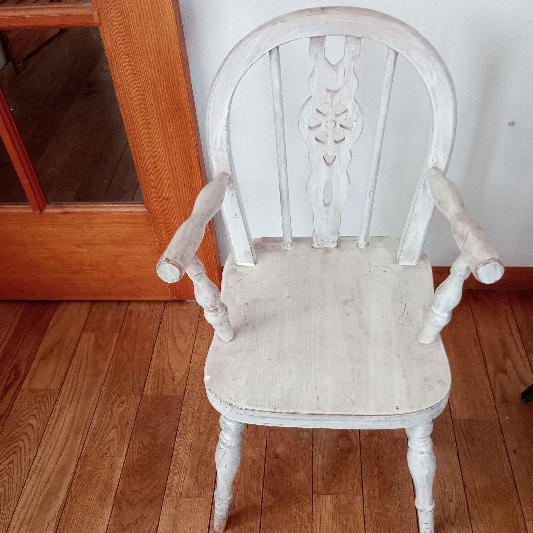 ✨１点物✨アンティーク風ダメージ加工チェア　ホワイト一脚　お値引き不可