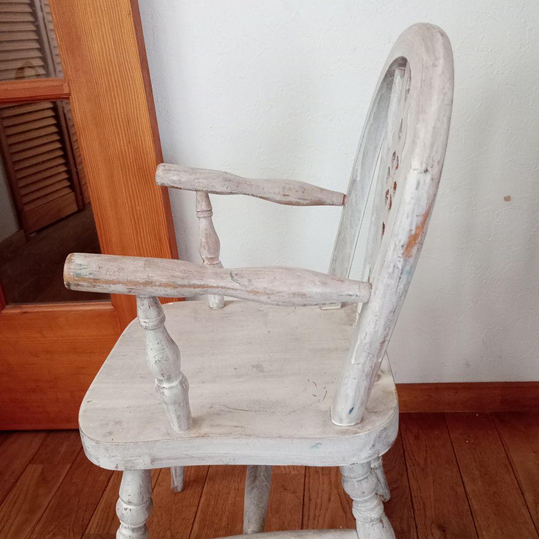 ✨１点物✨アンティーク風ダメージ加工チェア　ホワイト一脚　お値引き不可