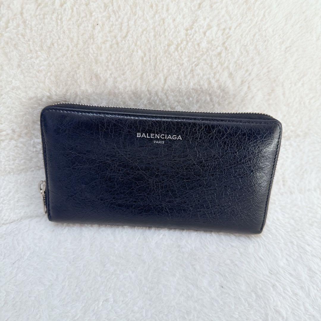 【美品】BALENCIAGA バレンシアガ 長財布 ラウンドファスナー