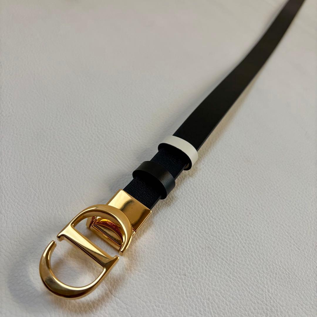 【未使用保管品】【ディオール】30 モンテーニュ ベルト リバーシブル 黒/白