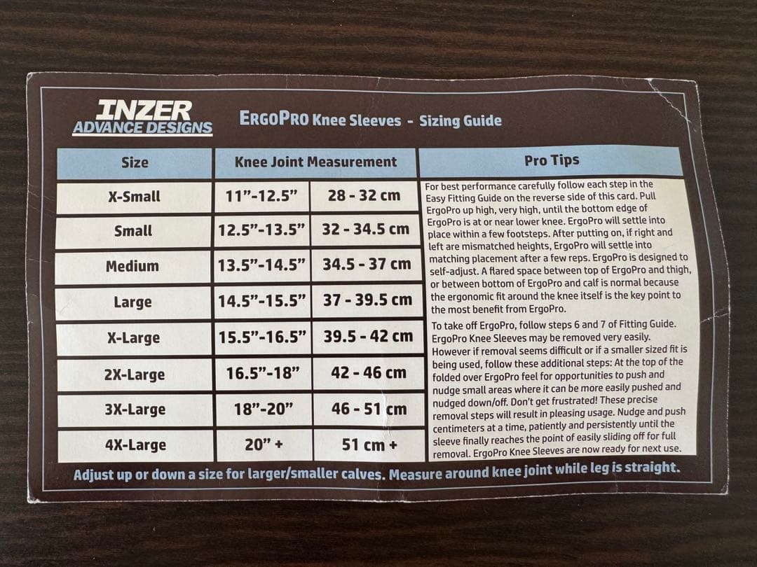 エルゴプロ ニースリーブ /INZER ErgoPro Knee Sleeves