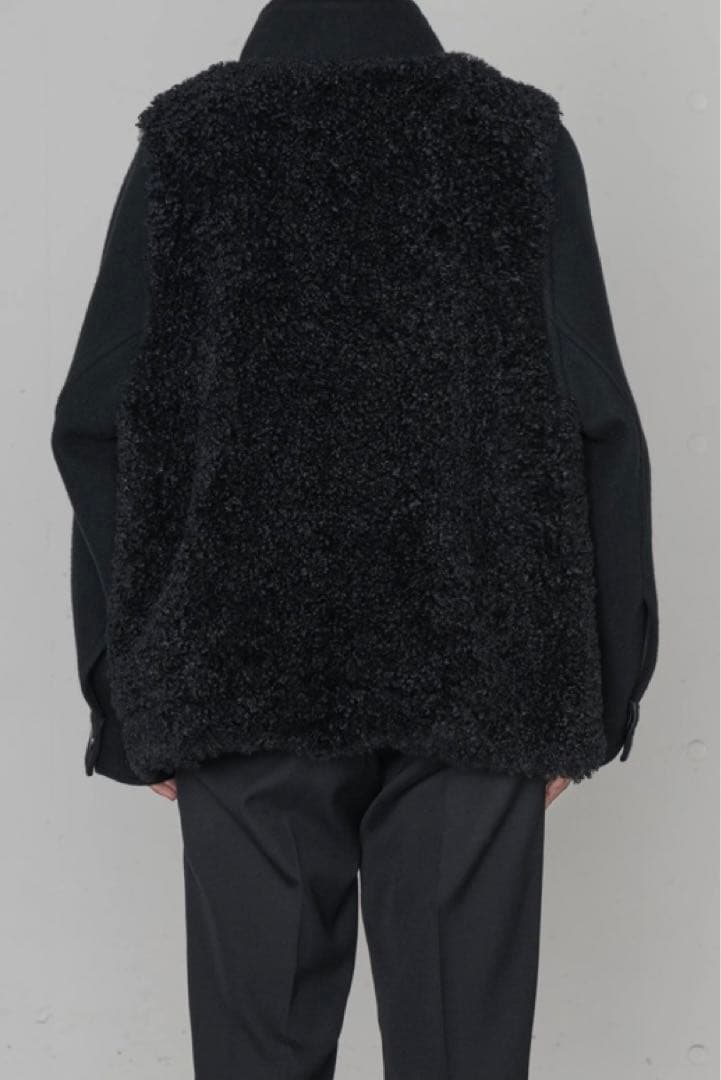 HYKE ダブルフェイス シアリング ダッフルジャケット ブラック サイズ2