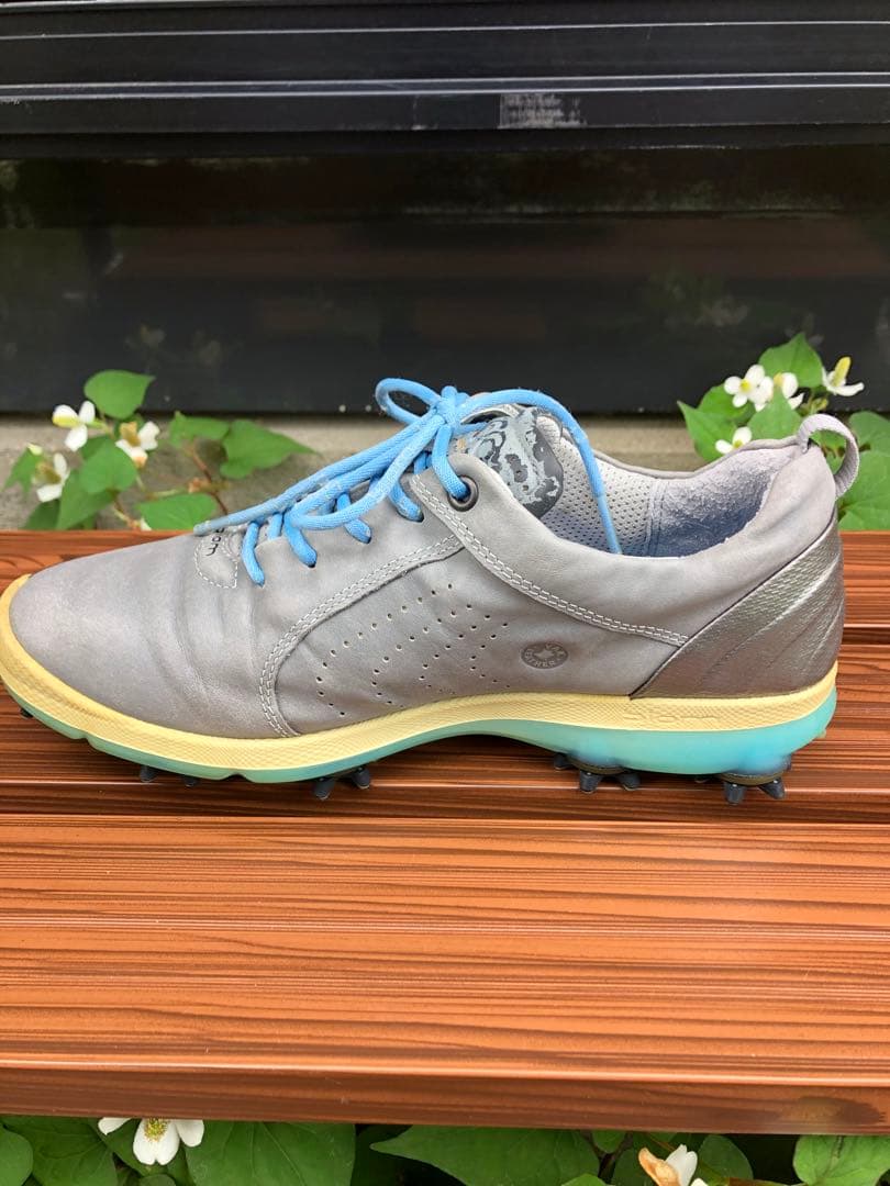 344番 ECCOゴルフシューズbiom グレー37 23.5cmソフトスパイク