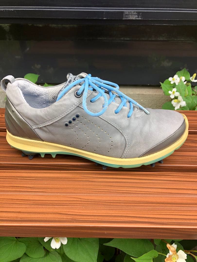 344番 ECCOゴルフシューズbiom グレー37 23.5cmソフトスパイク